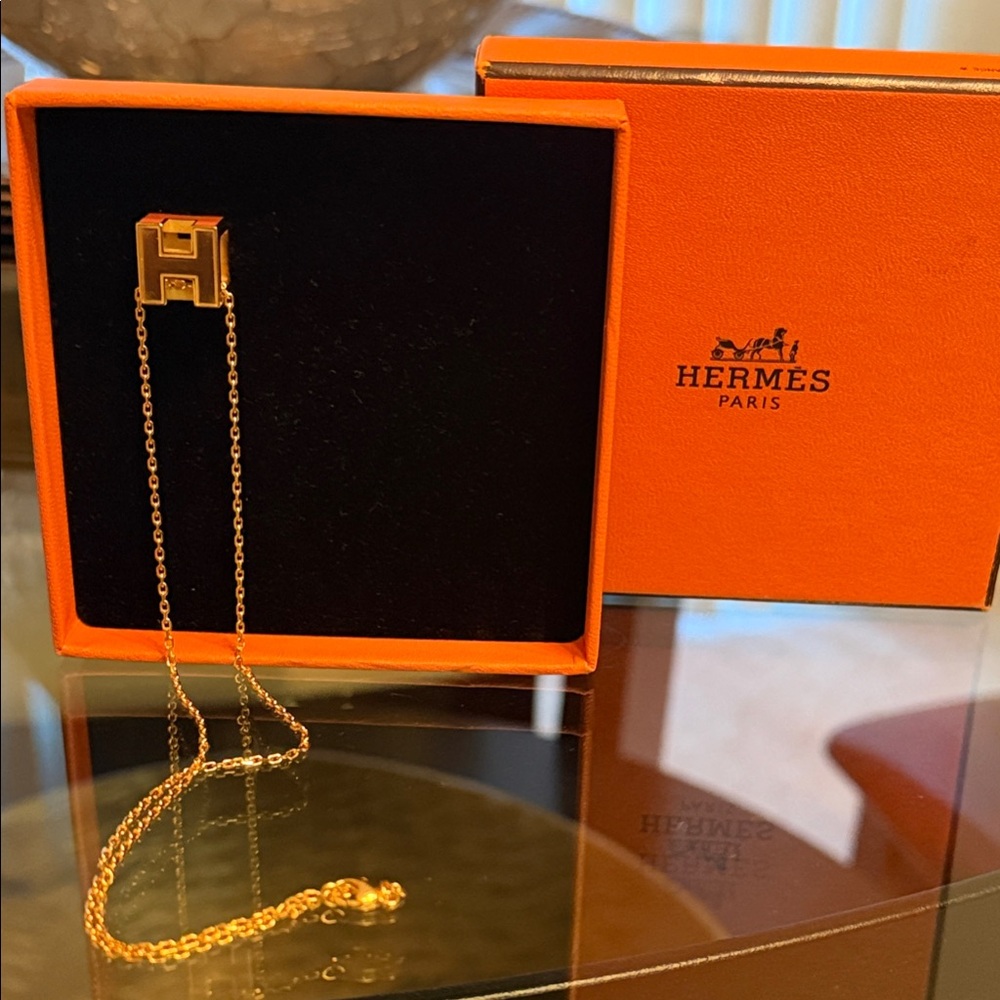Authentic Cage d'h Hermes Pendant Necklace